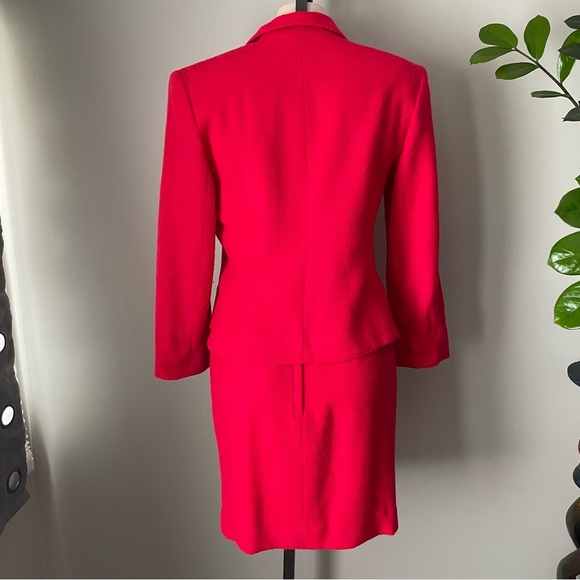 80s Vintage Julie & Leonard Suits Wool Hot Pink Blazer Jacket Skirt Suit Set - Picture 7 of 14